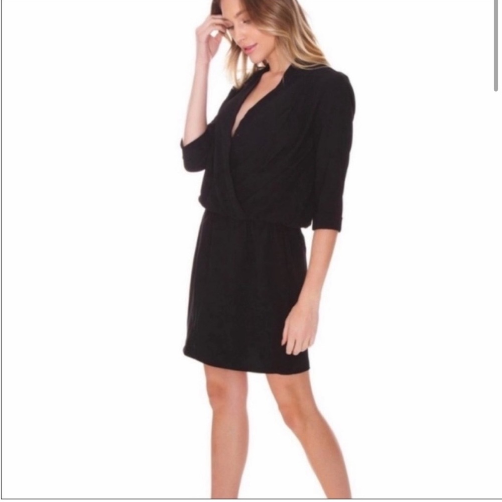 Amanda Uprichard Venus Black Dress Small Deep V Neck Mini